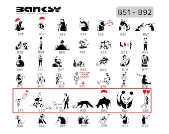 Schablone BANKSY Streetart, (B79-B85), in DIN A7 / A6 / A5 / A4 / A3 / A2 Stencil für Graffiti, Airbrush, Vorlage für Wandbild, Kunst
