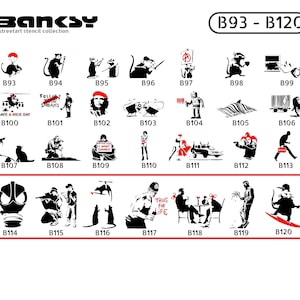 BANKSY Streetart stencil, selection (B114 - B120), DIN A7 / A6 / A5 / A4 / A3 / A2 stencil for graffiti, airbrush, template for murals