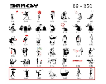 Schablone "BANKSY Streetart" große Motivauswahl (B44 - B50) - DIN A7 / A6 / A5 / A4 / A3 / A2 Stencil für Wallart, Airbrush, DIY, Geschenk