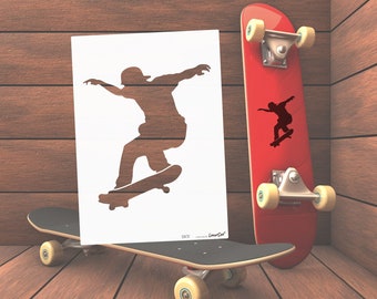 Stencil Skateboard Boy in DIN A7 / A6 / A5 / A4 / A3 / A2 Stencil per aerografo, per dipingere, per aerografo, arte