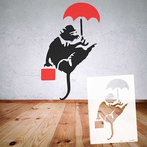 Stencil BANKSY Streetart, B23-B29, nei formati DIN A7/A6/A5/A4/A3/A2. Stencil per aerografo, fai da te regalo, modello B24 Business Rat