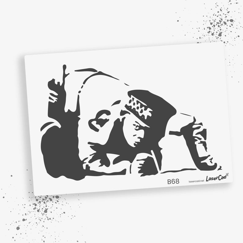 Schablone BANKSY Streetart, Auswahl B65-B71, DIN A7 / A6 / A5 / A4 / A3 / A2 Stencil für Graffiti, Airbrush, Vorlage für Wandbild, Kunst B68 Snorting Copper