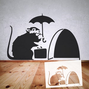 Stencil BANKSY street art collection B18-B26, in DIN A7/ A6 / A5 / A4 / A3 / A2 formats, template for art, wallart painting, handicrafts B18 Rat Coming Home