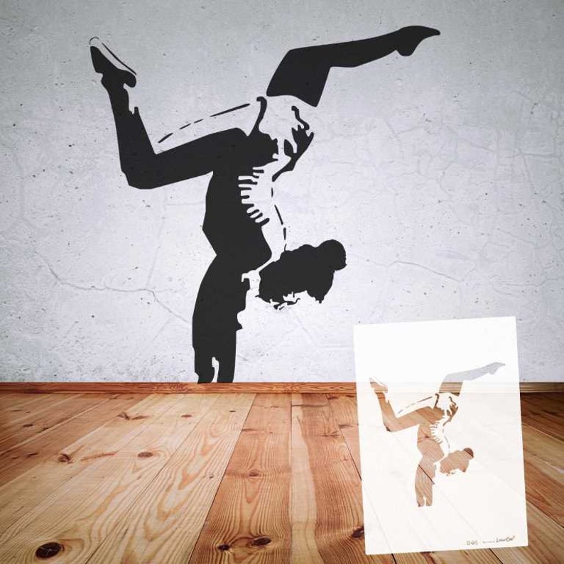 Schablone BANKSY Streetart große Motivauswahl B44 B50 DIN A7 / A6 / A5 / A4 / A3 / A2 Stencil für Wallart, Airbrush, DIY, Geschenk B46 Handstand in UA