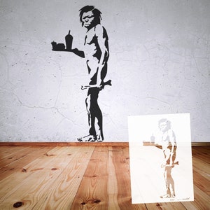 Stencil BANKSY Streetart, B23-B29, nei formati DIN A7/A6/A5/A4/A3/A2. Stencil per aerografo, fai da te regalo, modello B29 Caveman