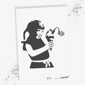 Schablone BANKSY Streetart, Auswahl B72-B78, DIN A7 / A6 / A5 / A4 / A3 / A2 Stencil für Graffiti, Airbrush, Vorlage für Wandbild, Malen B72 Ice Cream Bomb