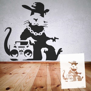 Stencil BANKSY street art collection B18-B26, in DIN A7/ A6 / A5 / A4 / A3 / A2 formats, template for art, wallart painting, handicrafts B16 Gangsta Rat