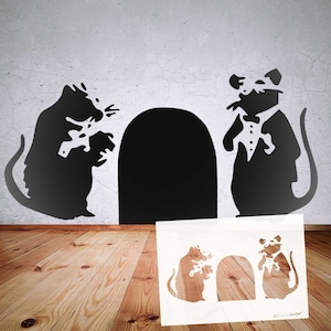 Schablone BANKSY Streetart, B16-B22, in Formaten DIN A7/ A6 / A5 / A4 / A3 / A2 Stencil Wallart, Urban Art, Kunst, Muster B17 Doormen Rats