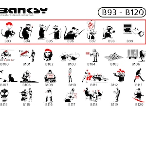Stencil BANKSY Streetart, selection (B93-B99), DIN A7 / A6 / A5 / A4 / A3 / A2 Stencil for graffiti, airbrush, template for mural, art