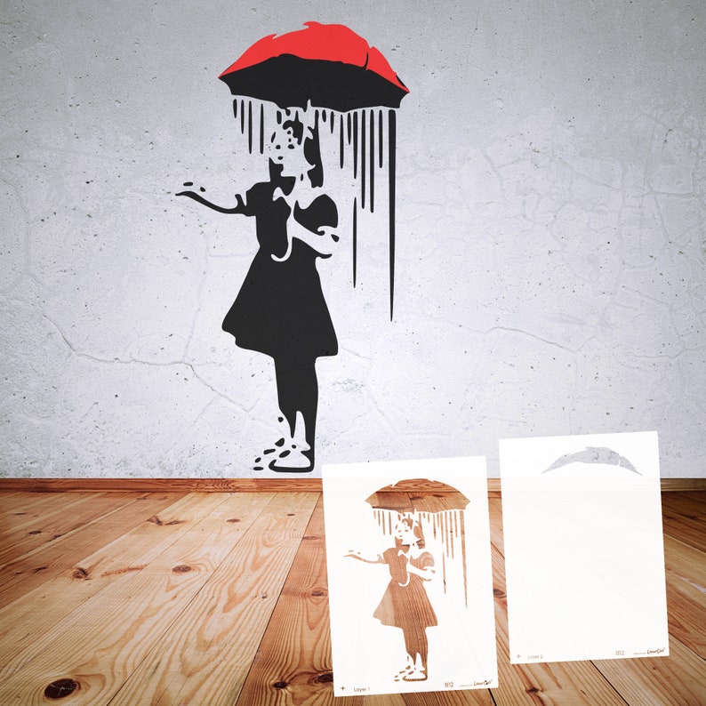 Schablone BANKSY B9-B15, in DIN A7 A6 A5 A4 A3 A2, Mädchen mit Ballon, Blumenwerfer, Banksy Ratte. Wallart, Urban Art, DIY Kunst, Geschenk Bild 5