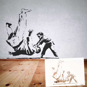 Schablone BANKSY Streetart große Motivauswahl B44 B50 DIN A7 / A6 / A5 / A4 / A3 / A2 Stencil für Wallart, Airbrush, DIY, Geschenk B47 Judo Boy in UA