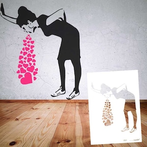 Schablone BANKSY Streetart große Motivauswahl B30-B36 DIN A7 / A6 / A5 / A4 / A3 / A2 Stencil Wallart Airbrush DIY, Vorlage Muster B30 Lovesick