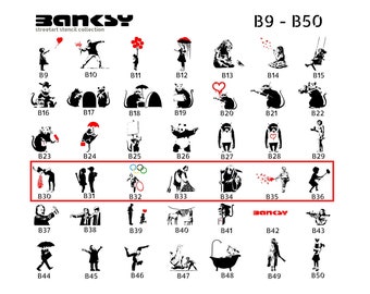Stencil &quot;BANKSY Streetart&quot; large selection of motifs (B30-B36) - DIN A7 / A6 / A5 / A4 / A3 / A2 Stencil Wallart Airbrush DIY, template pattern