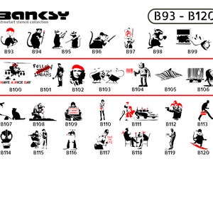 Stencil BANKSY Streetart, selection (B100-B106), DIN A7 / A6 / A5 / A4 / A3 / A2 Stencil for graffiti, airbrush, template for mural, art