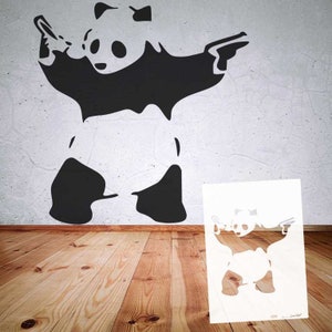 Stencil BANKSY Streetart, B23-B29, nei formati DIN A7/A6/A5/A4/A3/A2. Stencil per aerografo, fai da te regalo, modello B26 Panda with Guns