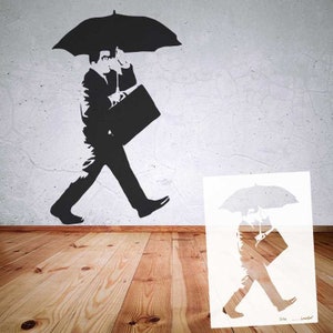 Schablone BANKSY Streetart große Motivauswahl B44 B50 DIN A7 / A6 / A5 / A4 / A3 / A2 Stencil für Wallart, Airbrush, DIY, Geschenk B44 Rainbow Rain Man