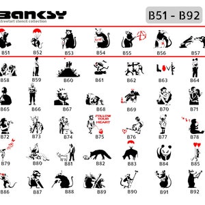 Schablone BANKSY STREETART ( B51 - B57) große Motivauswahl - DIN A6 / A5 / A4 / A3 / A2 Stencil für Wallart, Graffiti, Airbrush, Geschenk