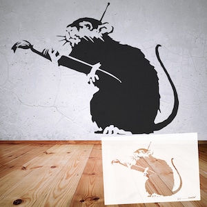 Schablone BANKSY Streetart, B16-B22, in Formaten DIN A7/ A6 / A5 / A4 / A3 / A2 Stencil Wallart, Urban Art, Kunst, Muster B21 Rat paints