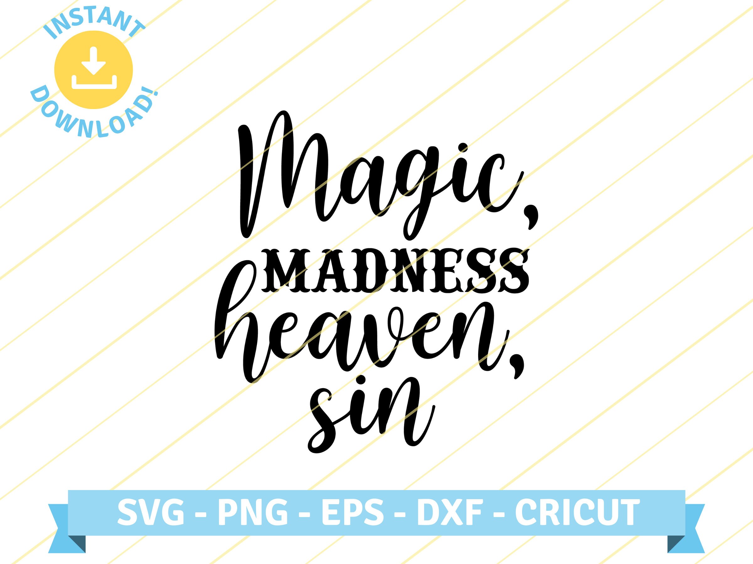 Blank Space 'magic madness heaven sin' Round Vinyl Black Stickers - 1989