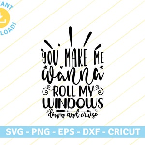 Roll My Windows Down en Cruise | country song song song quote | SVG PNG EPS Cut bestanden voor Cricut, Silhouette, T Shirt, Sticker Design