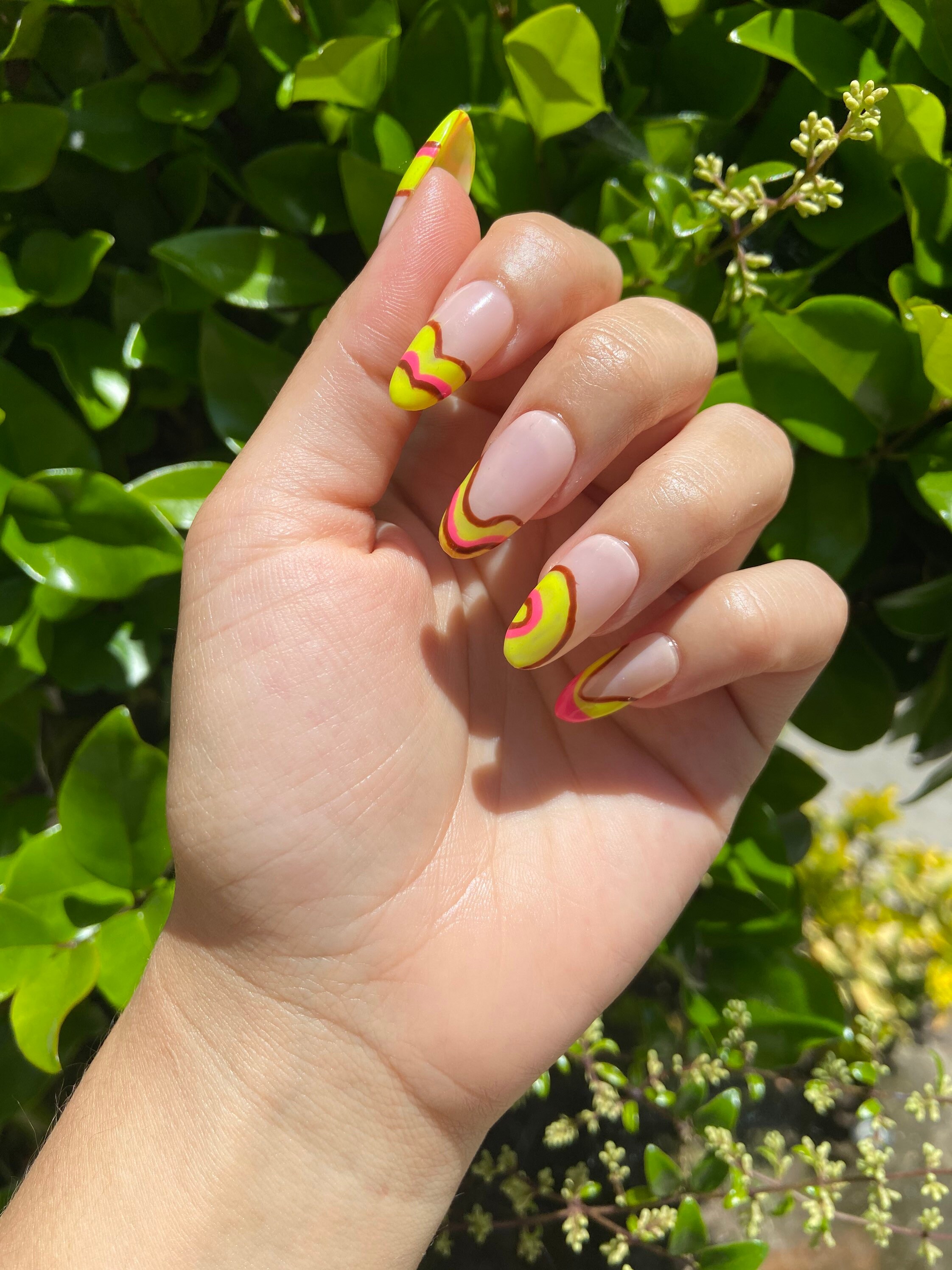 Presson Nails. Wavy Nails. Colorful Nails. Natural Nails. Etsy