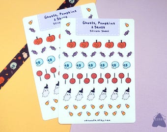 Ghosts, Pumpkins & Skulls Planner Deco Sticker Sheet