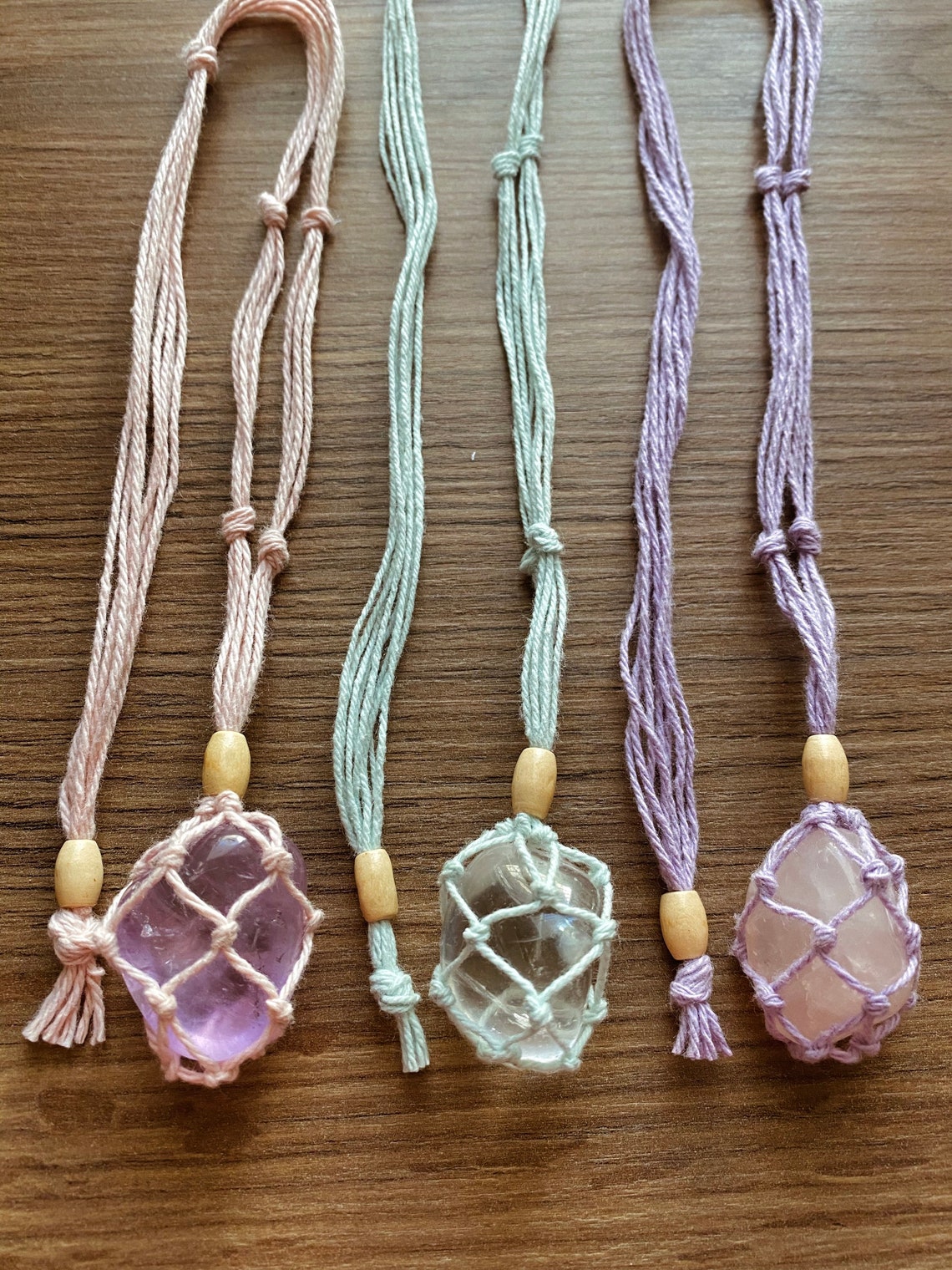 Macrame crystal necklace holders Handmade with love | Etsy