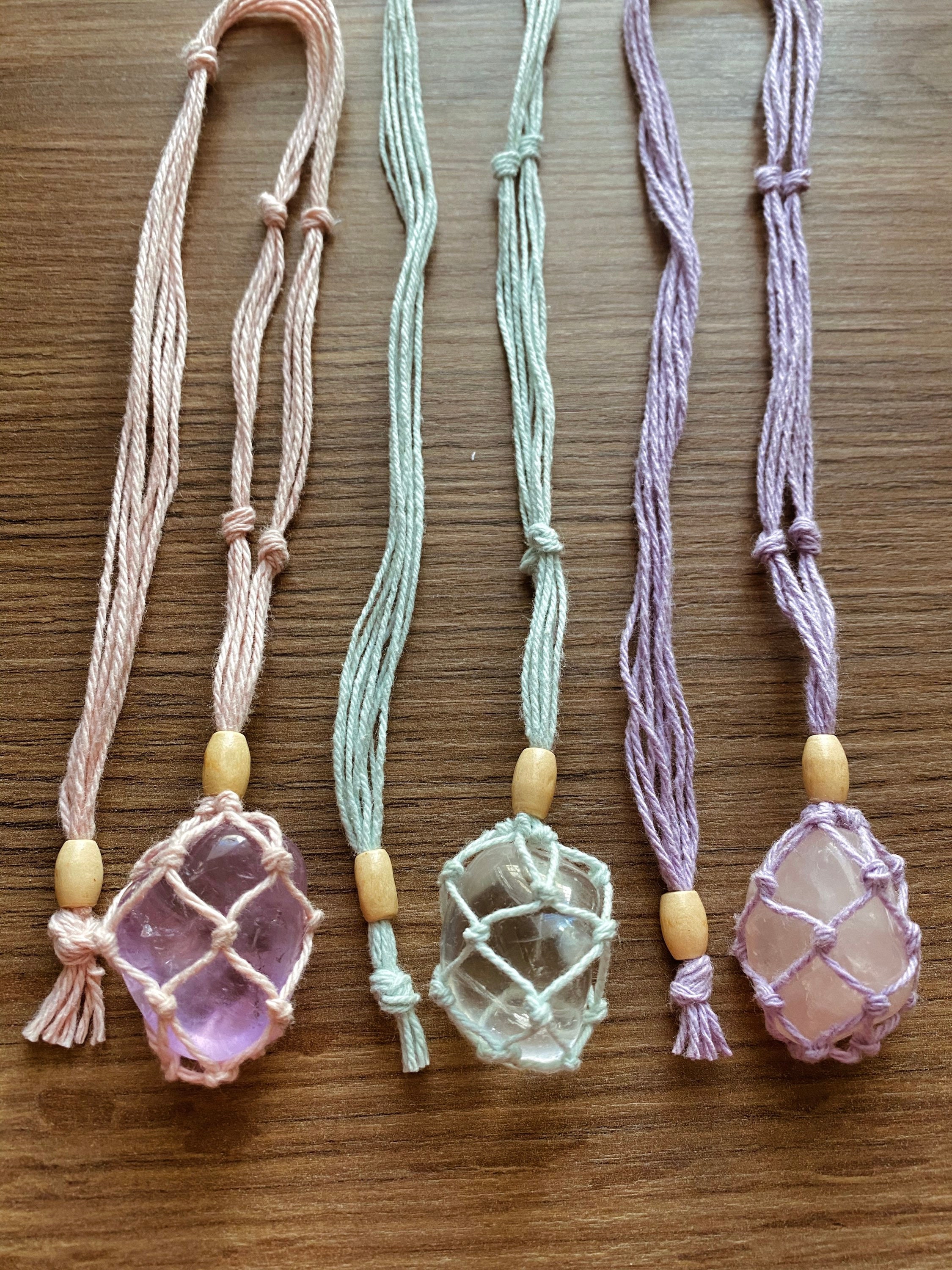 Macrame crystal necklace holders Handmade with love Etsy