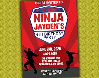 Ninja Warrior Invite Etsy