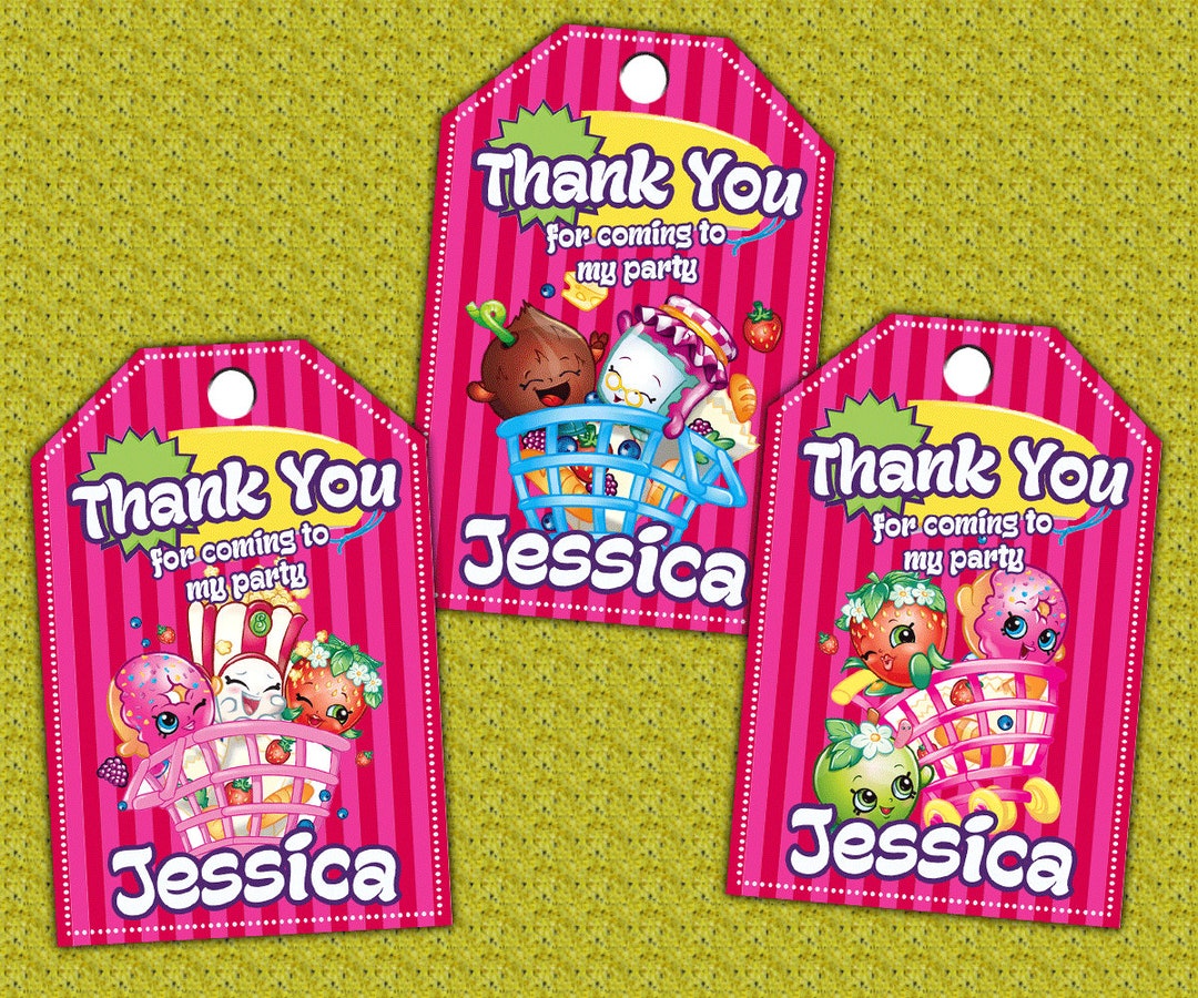 Shopkins Thank You Tags Design / Shopkins Favor Tag Printable / Shopkins Digital Images ...
