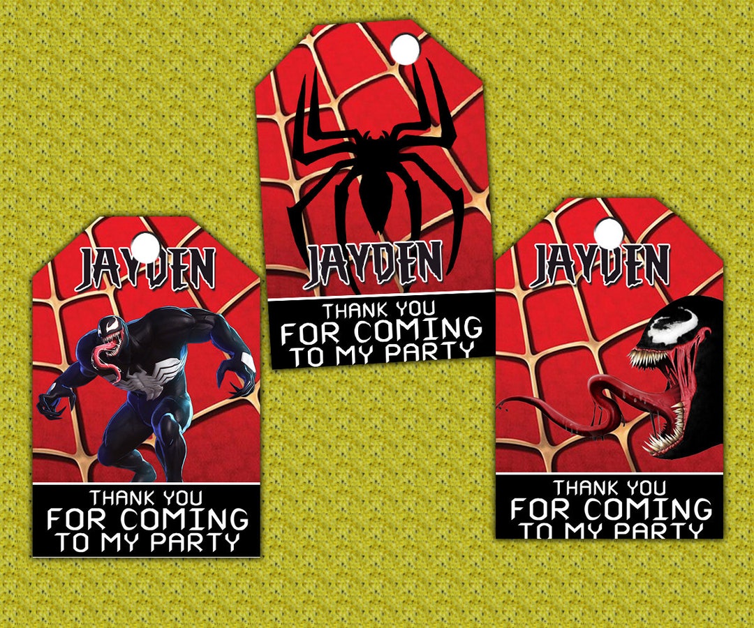 Venom Thank You Tags Design / Venom Favor Tag Printable / Etsy