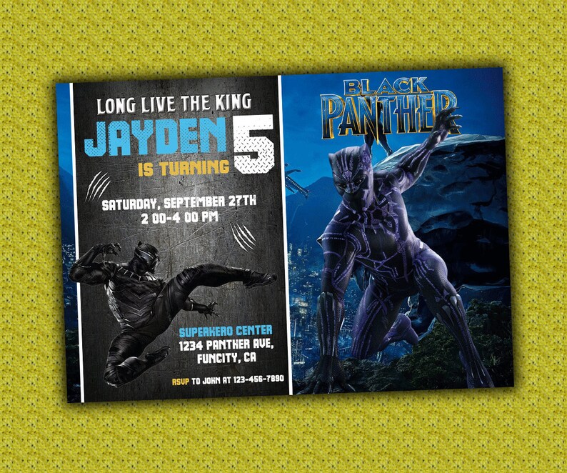 Black Panther Birthday Printable Invitation / Black Panther - Etsy