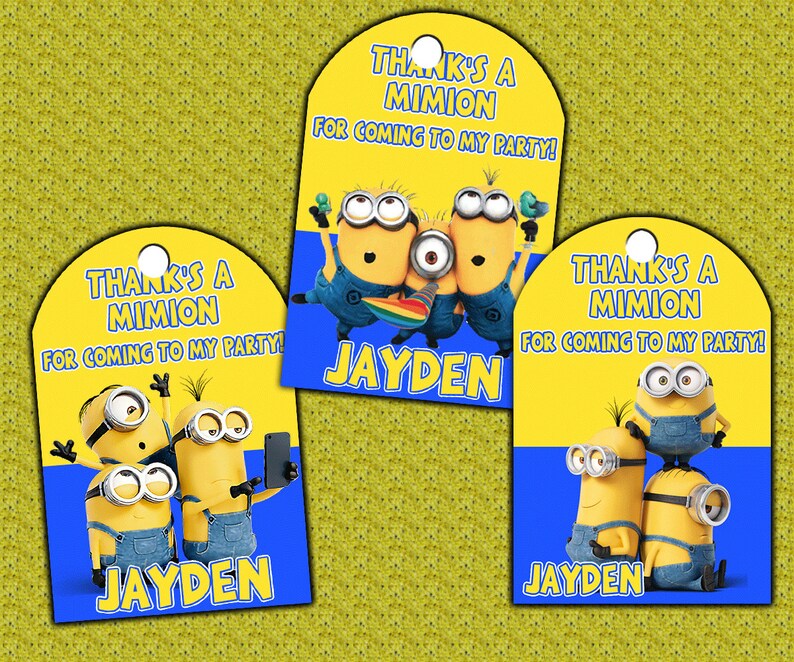 Minions Thank You Tags Design / Minions Favor Tag Printable / | Etsy