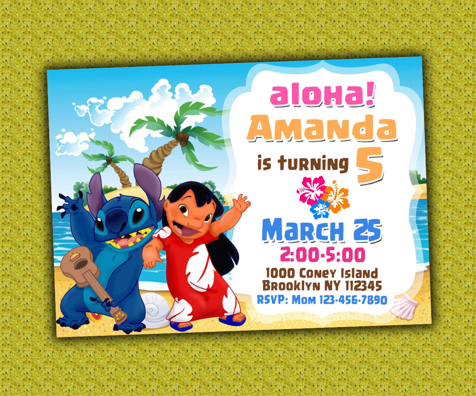 Lilo and Stitch Birthday Printable Invitation / Lilo and Stitch Digital ...