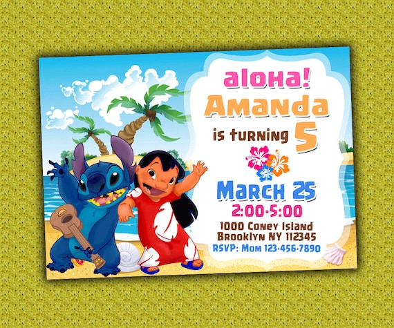 Lilo and Stitch Invitation, Lilo and Stitch Birthday Party, Aloha,  Hawaiian, Hawaii, Personalized, Printable, Digital File