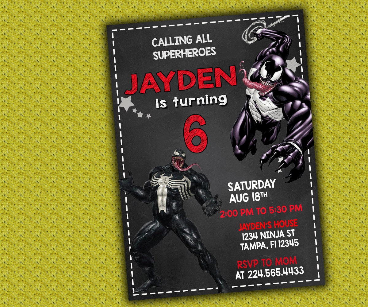Venom Birthday Printable Invitation Venom Digital Invitation Etsy