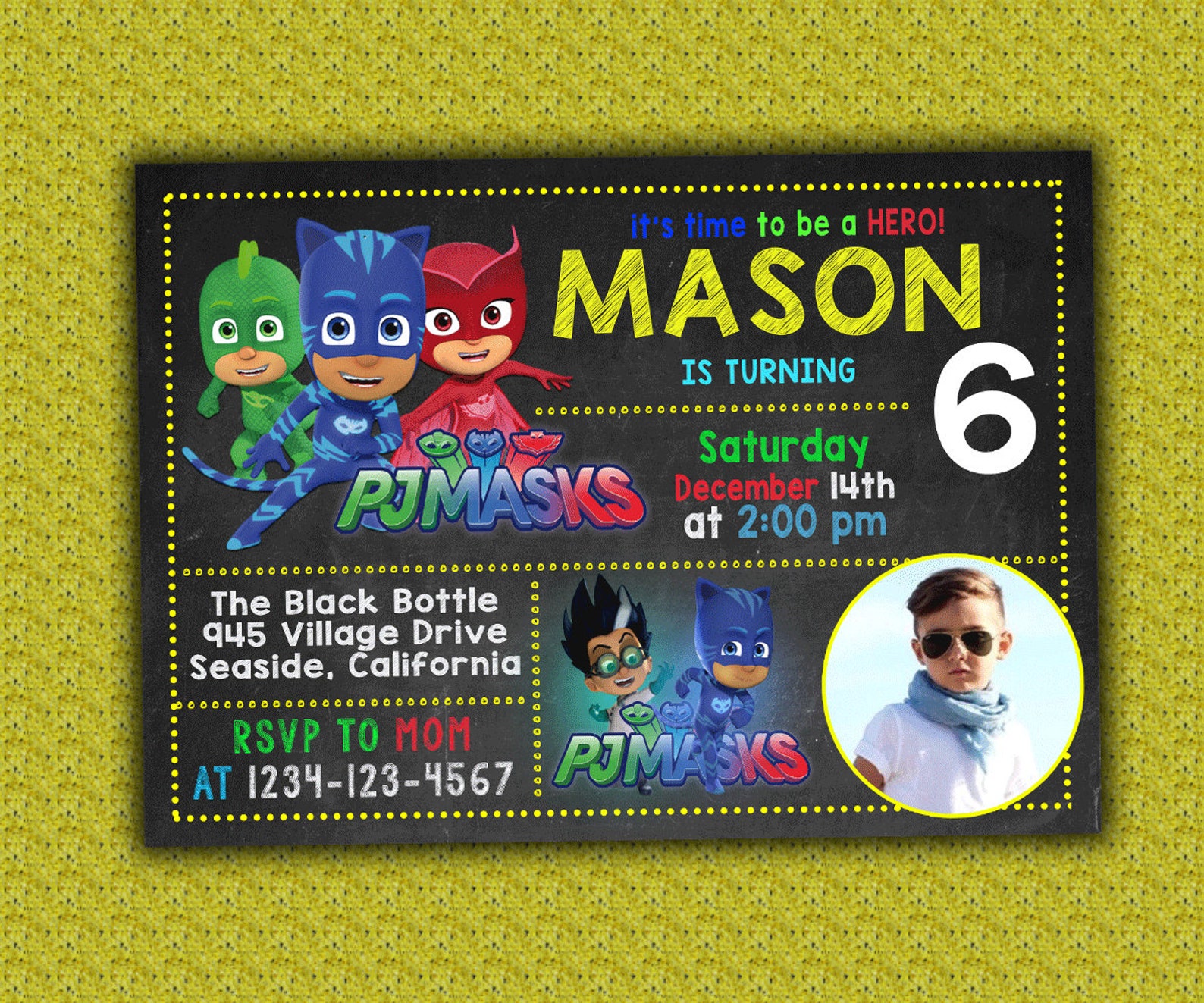 Pj Masks Birthday Printable Invitation / Pj Masks Digital | Etsy