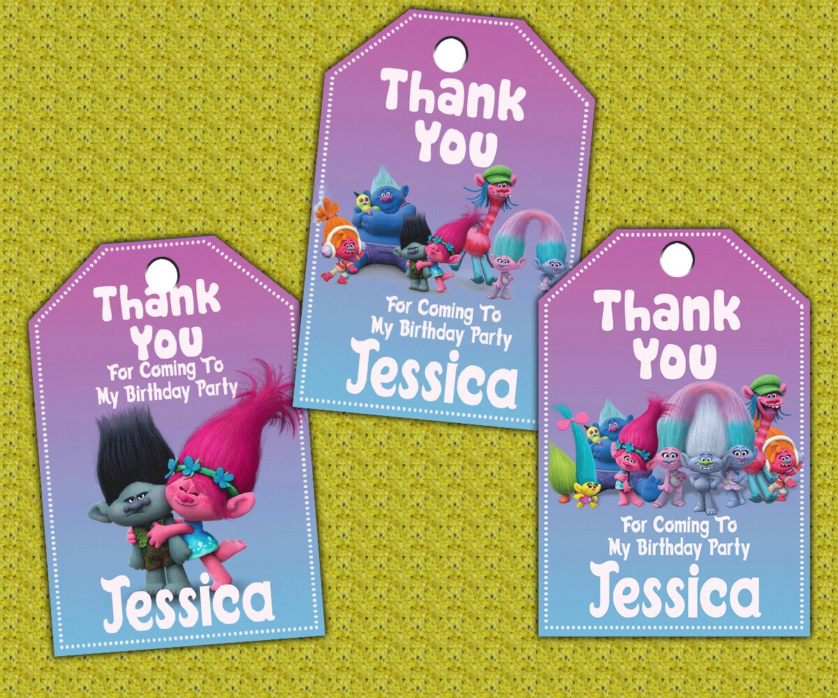 Trolls Thank You Tags Design / Trolls Favor Tag Printable / | Etsy