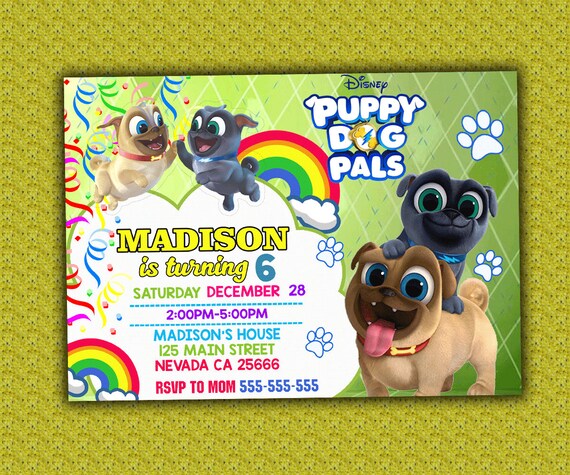 Puppy Dog Pals Birthday Printable Invitation / Puppy Dog Pals | Etsy