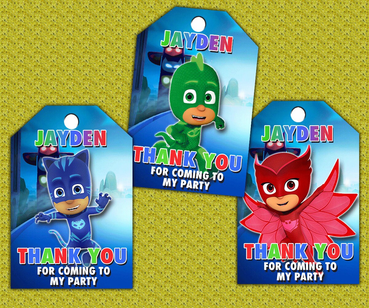 Pj Masks Thank You Tags Design / Pj Masks Favor Tag Printable | Etsy
