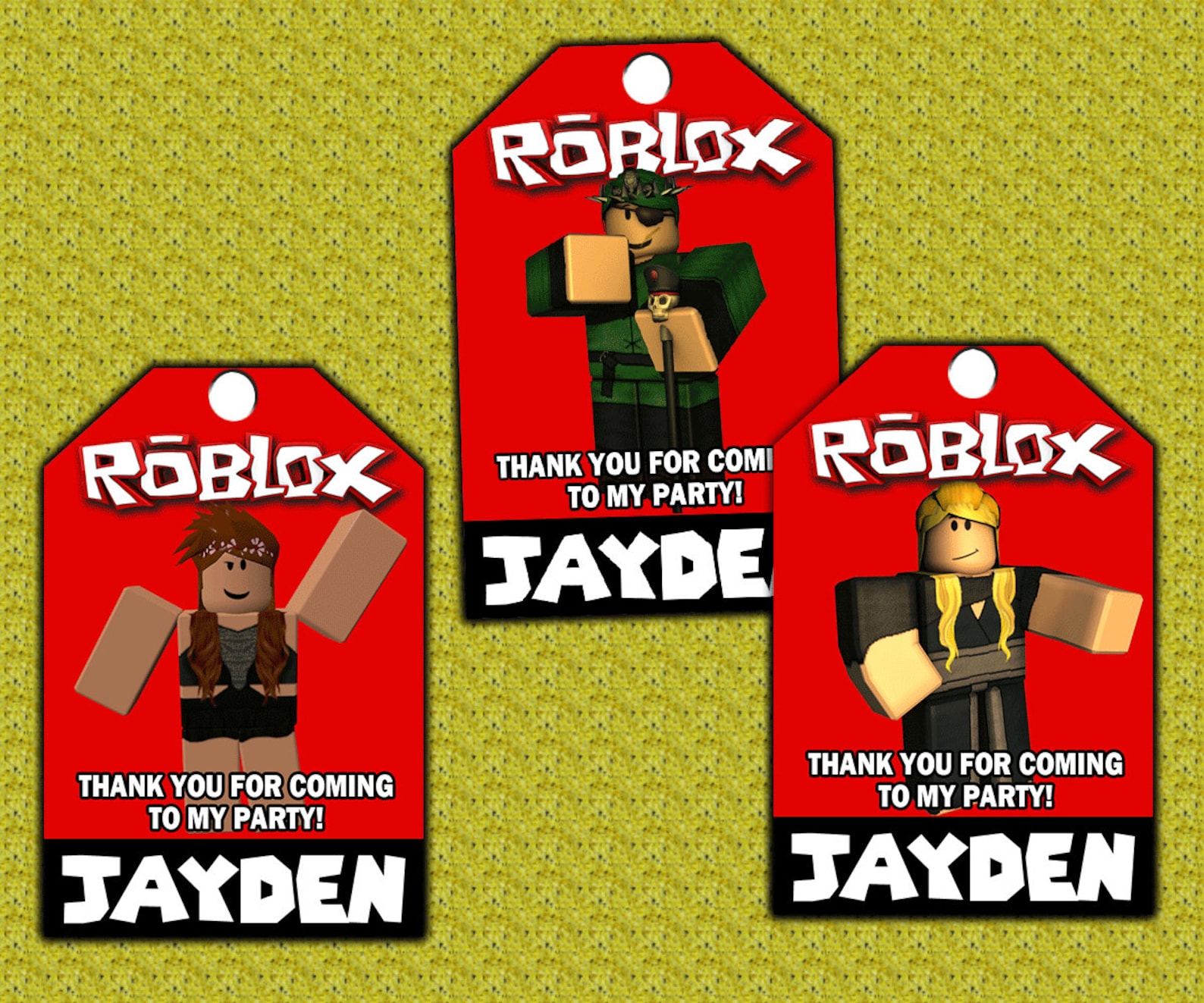 Roblox Thank You Tags Design / Roblox Favor Tag Printable / | Etsy