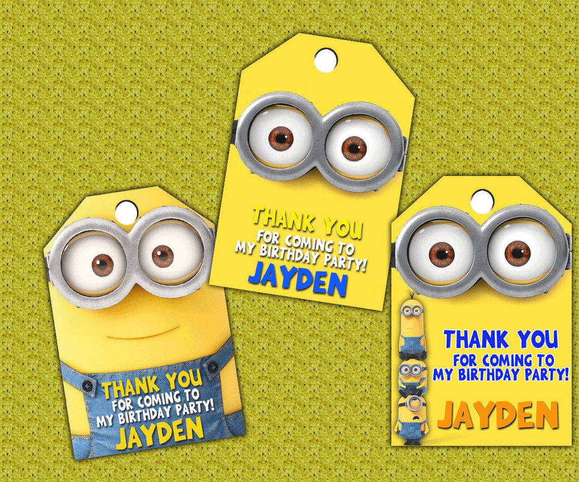 Minions Thank You Tags Design / Minions Favor Tag Printable / | Etsy