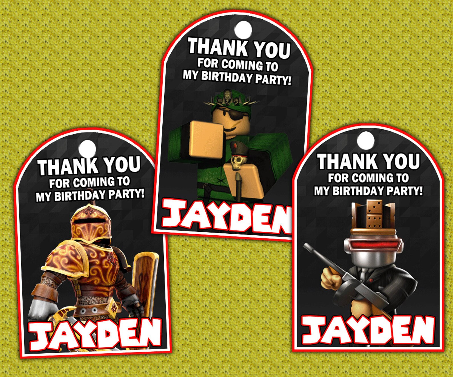 Roblox Thank You Tags Design / Roblox Favor Tag Printable / | Etsy