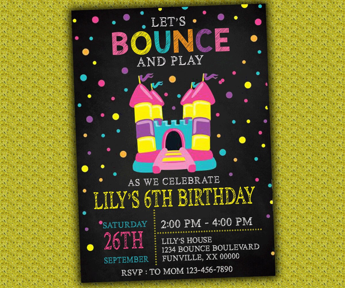 Bouncy Castle Birthday Printable Invitation / Bouncy Castle Etsy