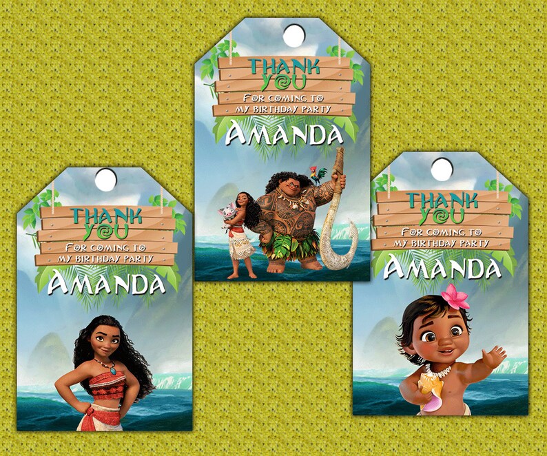 Moana Thank You Tags Design / Moana Favor Tag Printable / - Etsy