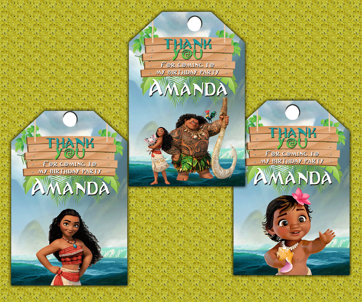 Moana Thank You Tags Design / Moana Favor Tag Printable / - Etsy Canada