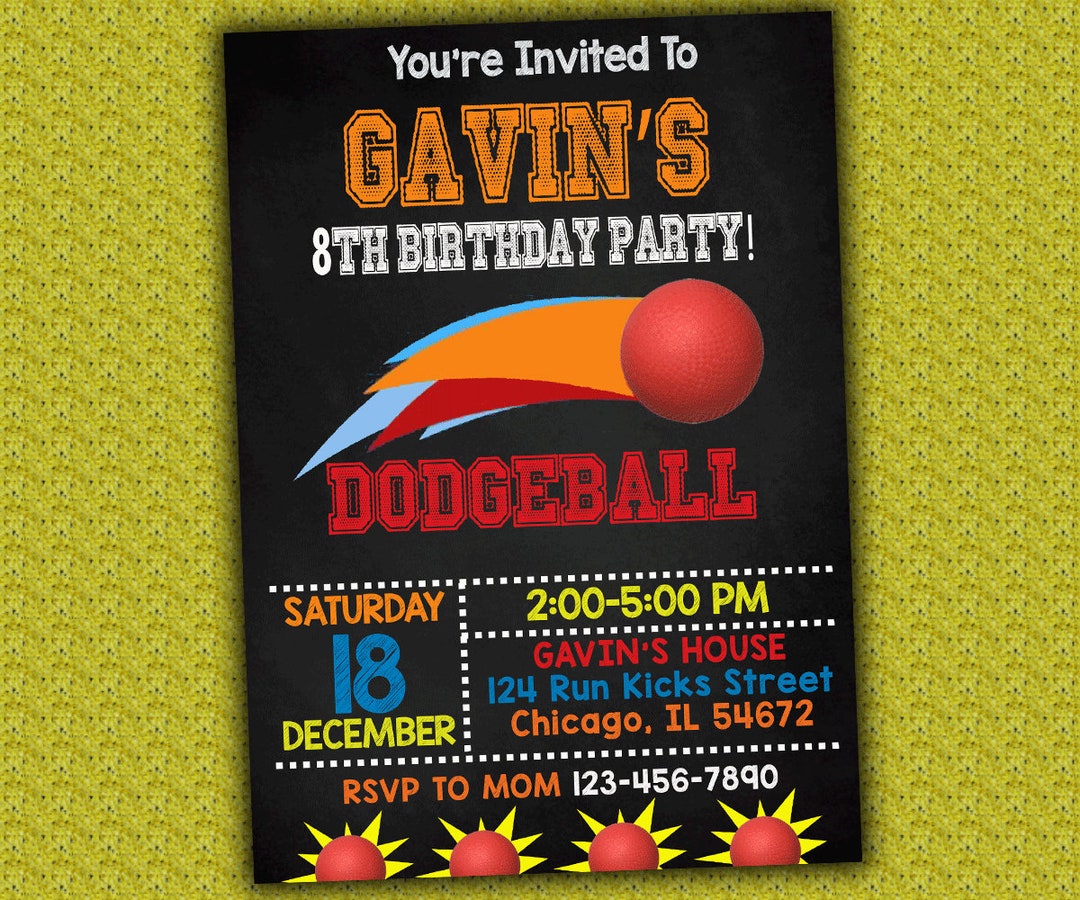 Dodgeball Birthday Printable Invitation / Dodgeball Digital Etsy