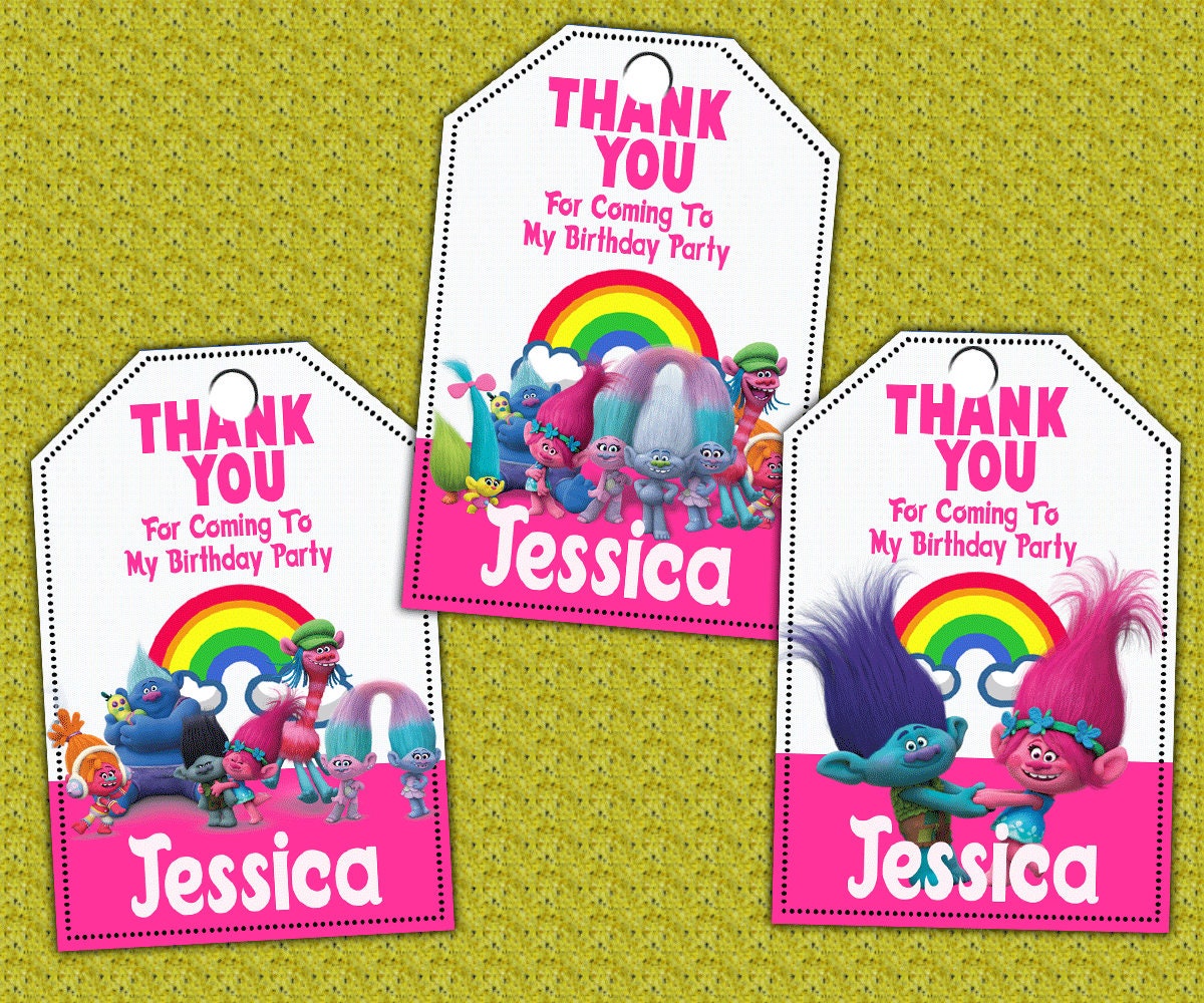 Trolls Thank You Tags Design / Trolls Favor Tag Printable / | Etsy