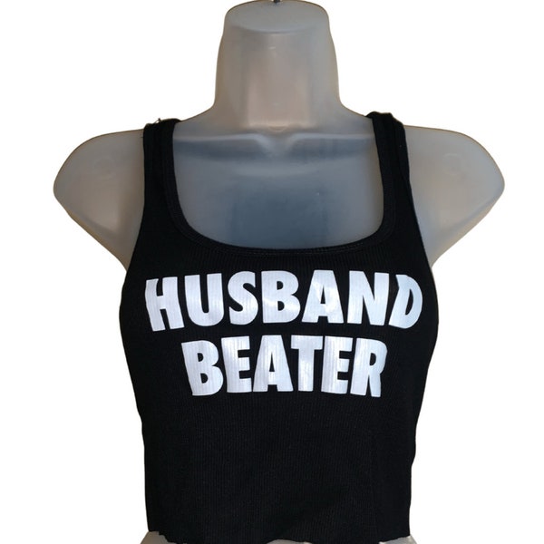 Husband Beater Tank Top (Black w. White Font) Funny Gift Festival Season