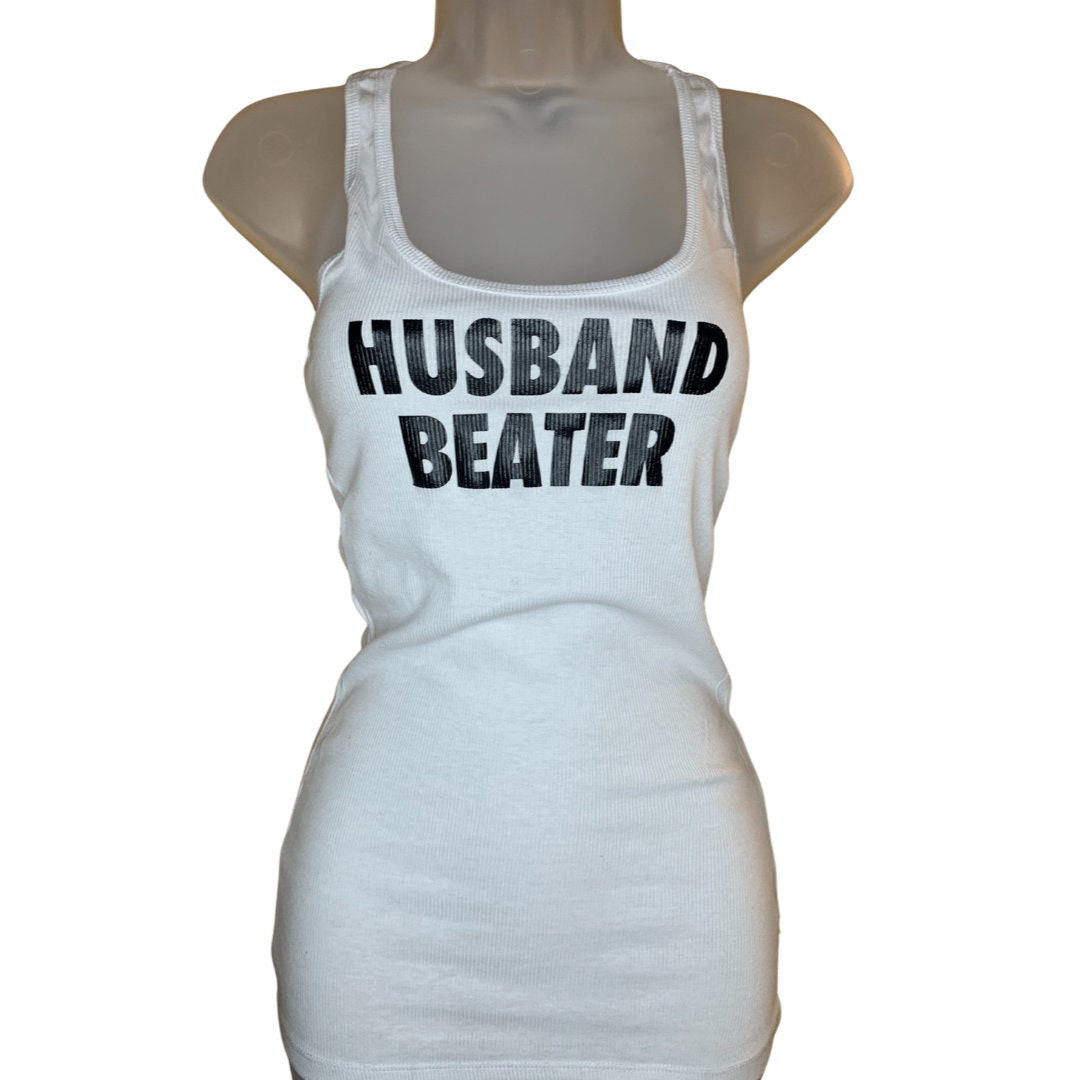 Husband Beater Tank white W. Black Writing Funny Gift Festival Season Etsy